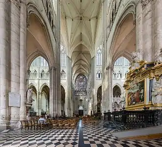 Transept vaults and pillars of Amiens Cathedral