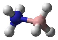 Ball and stick model of ammonia borane