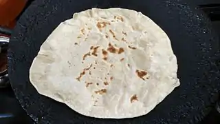 Chapati being cooked in Tamil Nadu.