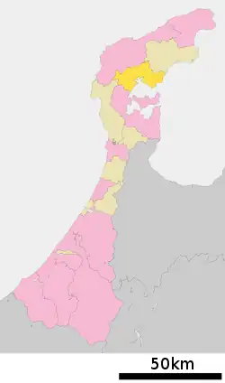 Location of Anamizu in Ishikawa Prefecture