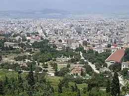 Image 5View of the Agora of Athens with the temple of Hephaestus to the left and the Stoa of Attalos to the right (from History of cities)
