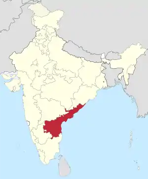 The map of India showing Andhra State