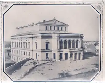 Neoclassical - Former National Theatre on Calea Victoriei, 1849–1852, destroyed by bombardments in 1944, by Anton Heft