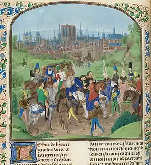 The Cathedral of Notre-Dame in the 15th century, illuminated by the Master of Anthony of Burgundy