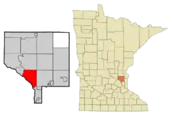 Location of the city of Coon Rapidswithin Anoka County, Minnesota