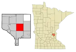 Location of the city of Ham Lakewithin Anoka County, Minnesota