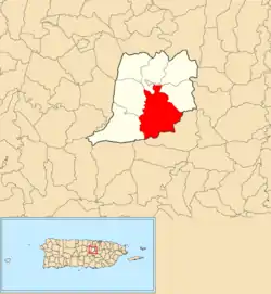 Location of Anones within the municipality of Naranjito shown in red