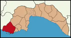 Location of Kaş within Antalya Province