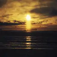 A lower sun pillar seen in the Antarctic.