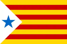 Estelada with blue star seen in Catalan student demonstrations in the 1970s
