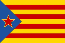 Old type of blue estelada with red star. Used by the Socors Català
