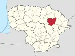 Location of Anykščiai district municipality within Lithuania