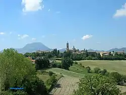 Panorama with Monte San Vicino in the background.