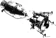 After a rest period, the commander (CDR) and lunar module pilot (LMP) move to the LM, power up its systems, and deploy the landing gear. The CSM and LM separate; the CMP visually inspects the LM, then the LM crew move a safe distance away and fire the descent engine for Descent orbit insertion, which takes it to a perilune of about 50,000 feet (15&nbsp;km).