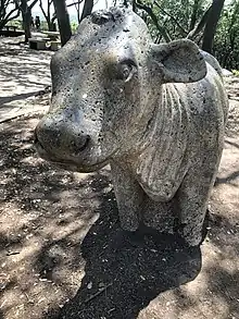 cow statue in the arboretum