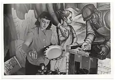 Marion Greenwood (1940) painting a WPA Federal Art Project.