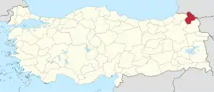 Location of Ardahan Province in Turkey
