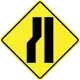 Road narrow on left