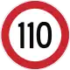 Maximum speed limit (110 km/h)