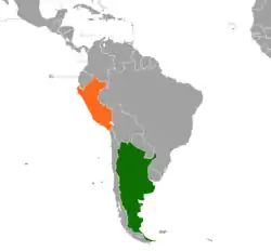 Map indicating locations of Argentina and Peru