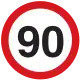 Maximum speed limit (90 km/h)