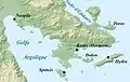 Argolic gulf and islands map