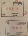 Entry and exit stamps for air travel, issued at Stockholm Arlanda Airport