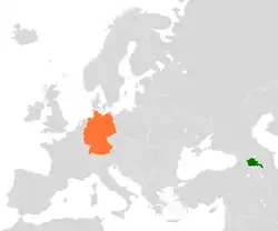 Map indicating locations of Armenia and Germany
