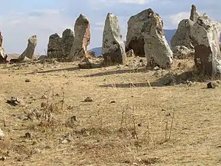 A row of circular stones
