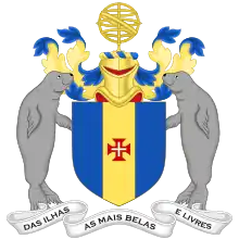 Blue a pale or charged with the Cross of Christ