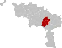 Location of the arrondissement in Hainaut