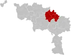 Location of the arrondissement in Hainaut
