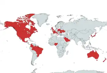 Map of states' adoption of the Artemis Accords