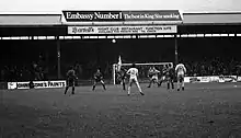 Interior view of Ashton Gate football stadium during a match