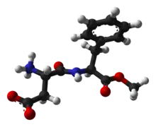 Ball-and-stick model of aspartame