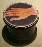 4th century Athenian pyxis with a depiction of a hand, National Museum in Warsaw