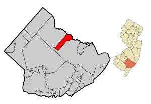 Location of Egg Harbor City in Atlantic County. Inset: Atlantic County highlighted in the State of New Jersey.