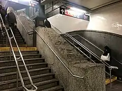 "Sinker" on the double-wide stairway to the northbound 2/3 platform
