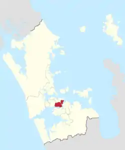 Location of Maungakiekie-Tāmaki Ward