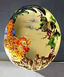 Ornamental ceramic dish, 1875, now in Charles de Bruyères Museum