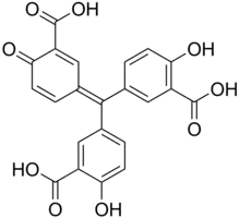 Skeletal formula of aurintricarboxylic acid
