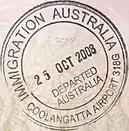 Exit stamp at Coolangatta Airport
