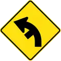 (W2-10) Side road intersection from left on a curve on left