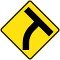 (W2-14) T-junction beyond a curve on right