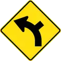 (W2-9) Side road intersection from right on a curve on left