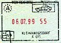 Entry stamp for road travel, issued at Kleinhaugsdorf