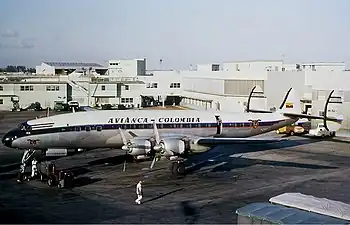 An Avianca L-1049G at Miami International Airport in February 1965.
