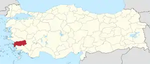 Location of Aydın Province in Turkey