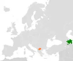 Map indicating locations of Azerbaijan and North Macedonia