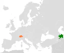Map indicating locations of Azerbaijan and Switzerland